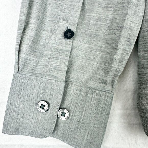 John Varvatos Regular Fit Cotton Long Sleeve Button Up Shirt Size 16 34/35 Gray - Picture 4 of 6